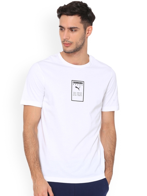 

Puma Men White Printed Round Neck T-shirt