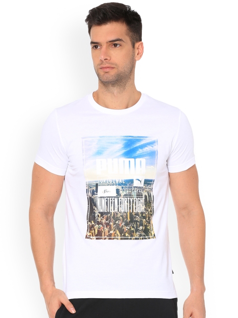 

Puma Men White Printed Round Neck T-shirt