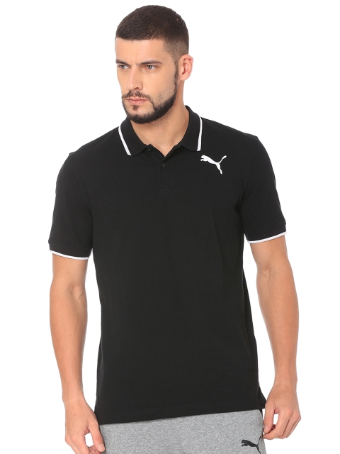 

Puma Men Black Solid Polo Collar T-shirt