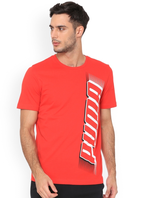 

Puma Men Orange Printed Round Neck T-shirt