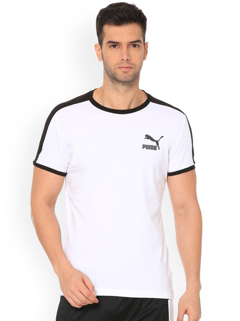 

Puma Men White Solid Round Neck T-shirt