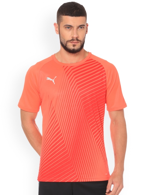 

Puma Men Red Striped Round Neck T-shirt