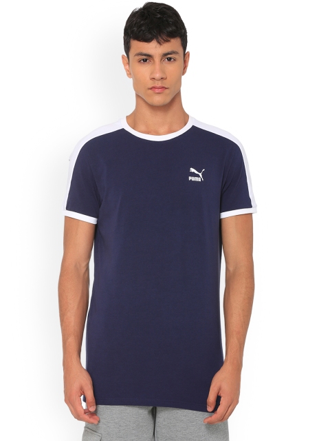 

Puma Men Navy Blue Solid Round Neck Iconic T7 T-shirt