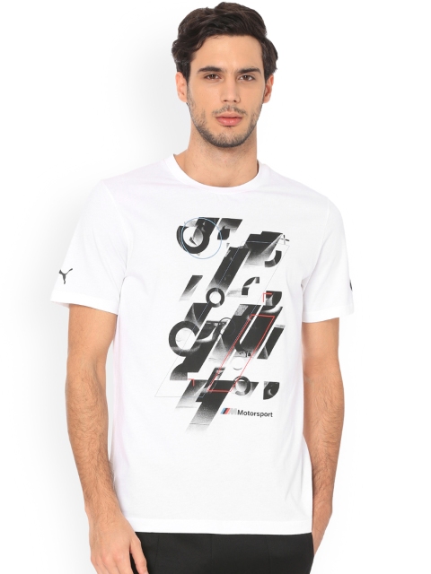 

Puma Men White Printed Round Neck BMW T-shirt