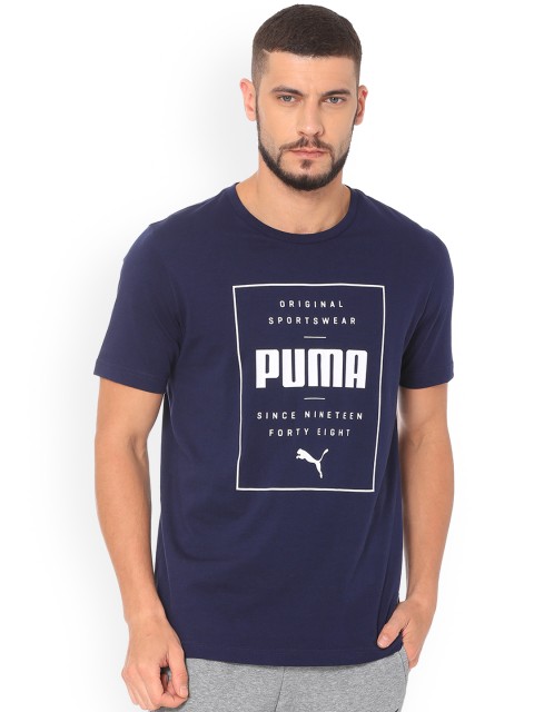 

Puma Men Navy Blue Printed Round Neck T-shirt