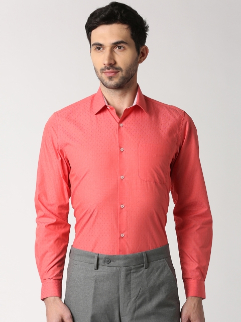 

Peter England Men Red Slim Fit Self Design Formal Shirt
