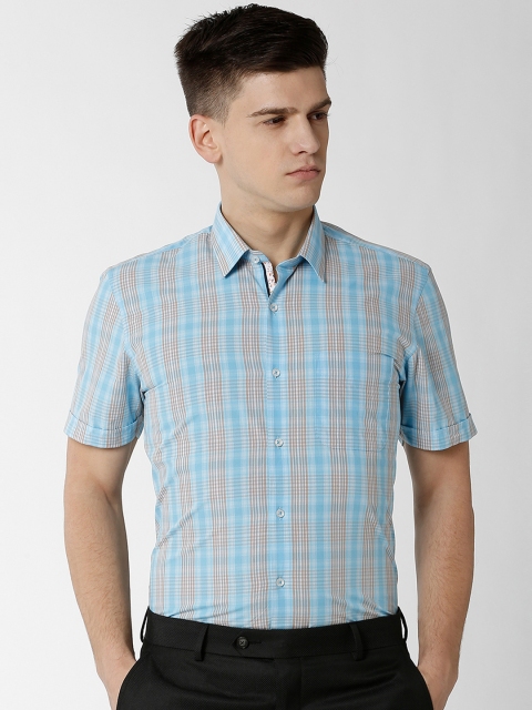 

Peter England Men Blue Slim Fit Checked Formal Shirt