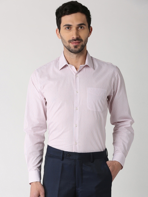

Peter England Men White & Pink Regular Fit Striped Formal Shirt