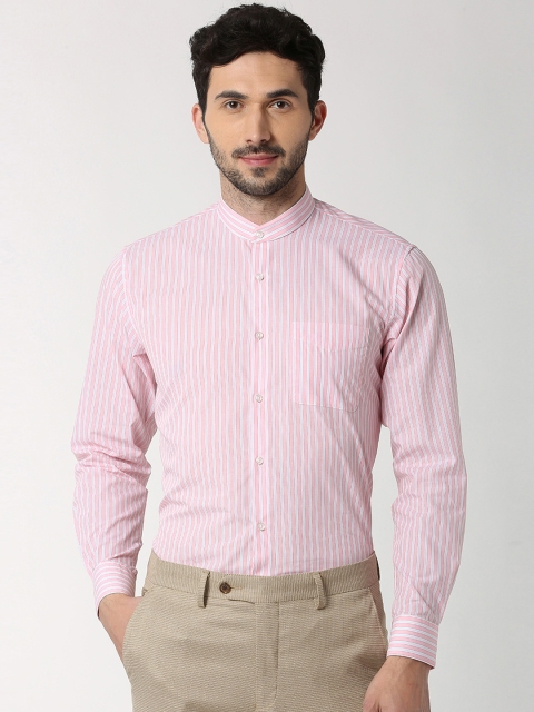 

Peter England Men Pink & White Regular Fit Striped Formal Shirt
