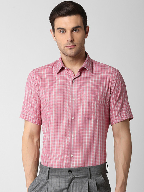 

Peter England Men Pink Regular Fit Checked Formal Shirt