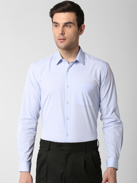 

Peter England Men Blue Slim Fit Self Design Formal Shirt