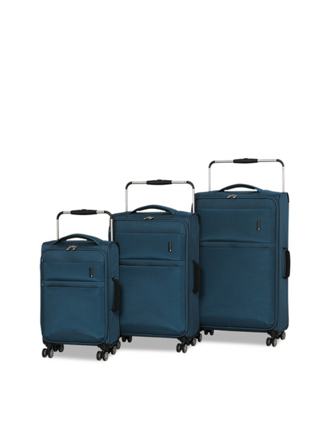 

IT Luggage Unisex Set of 3 Soft-Sided Trolley Bags, Blue