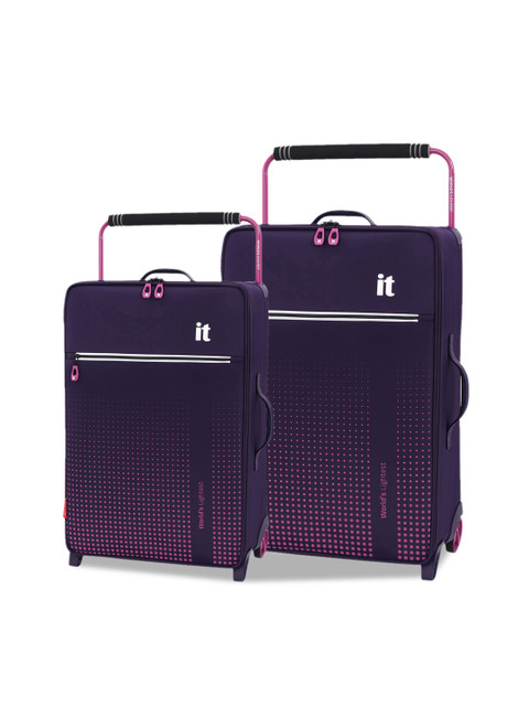 

IT Luggage Unisex Set of 2 Soft-Sided Trolley Suitcases, Purple