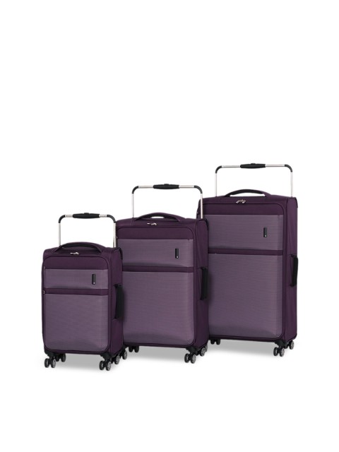 

IT Luggage Unisex Set of 3 Soft-Sided Trolley Bags, Purple