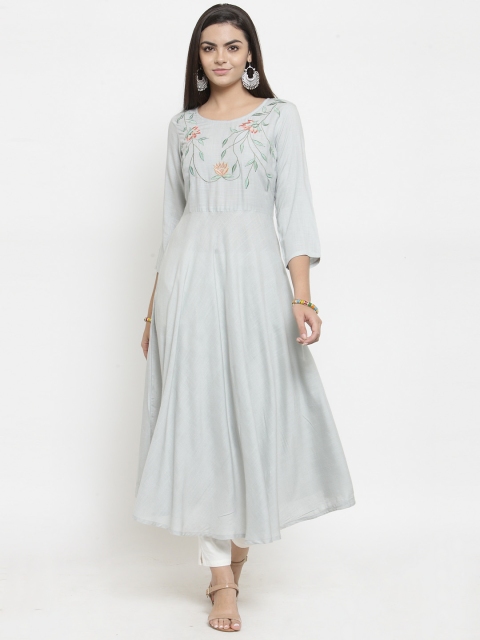 

Jompers Women Grey Solid A-Line Kurta