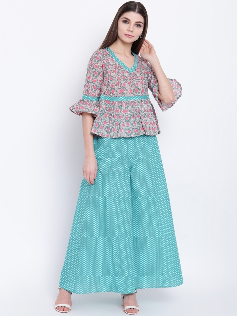 

Khushal K Women Multicoloured Printed Kurta with Palazzos, Multi