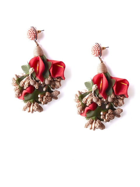 

Foxy Sperks Gold-Toned & Orange Floral Drop Earrings