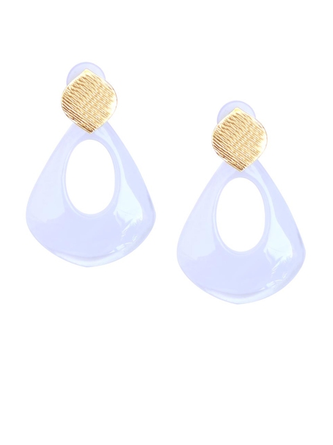 

Foxy Sperks Gold-Toned & White Contemporary Drop Earrings