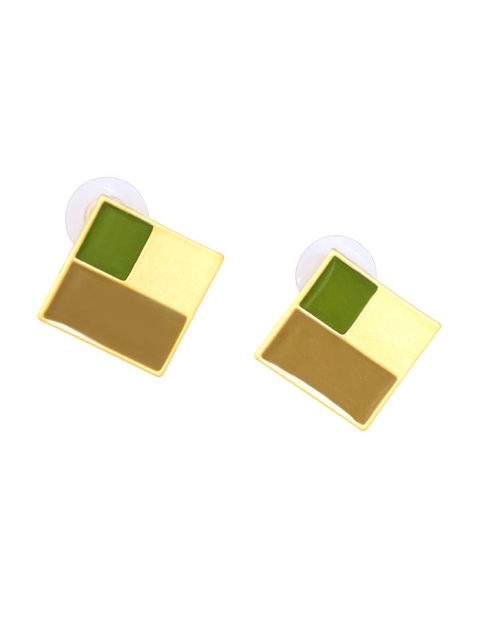 

Foxy Sperks Gold-Toned & Green Square Studs