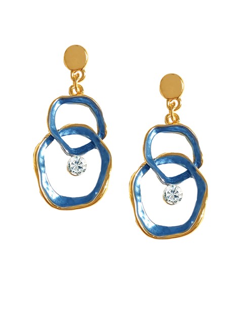 

Foxy Sperks Gold-Toned & Blue Contemporary Drop Earrings