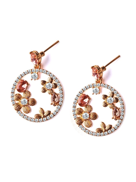 

Foxy Sperks Gold-Toned & White Floral Drop Earrings