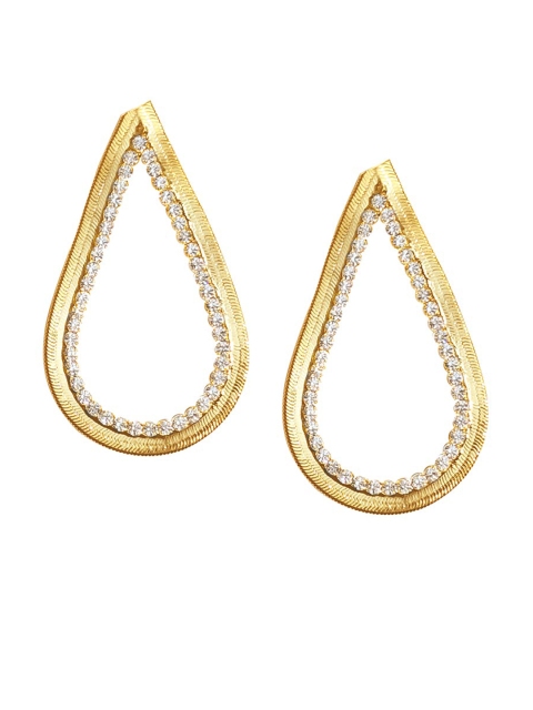 

Foxy Sperks Gold-Toned Teardrop Shaped Drop Earrings