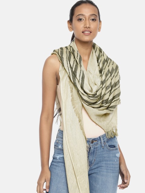 

Ayesha Khaki & Black Striped Scarf