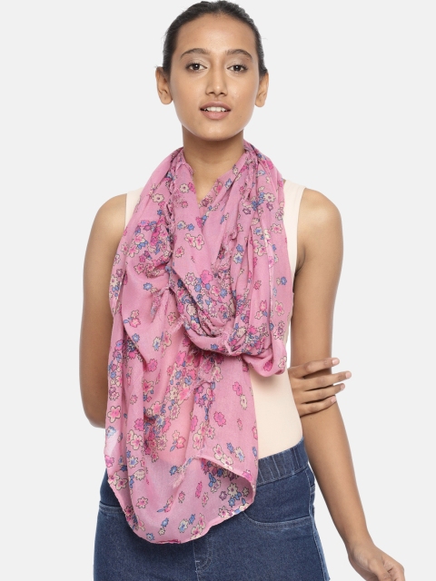 

Ayesha Pink Floral Printed Scarf