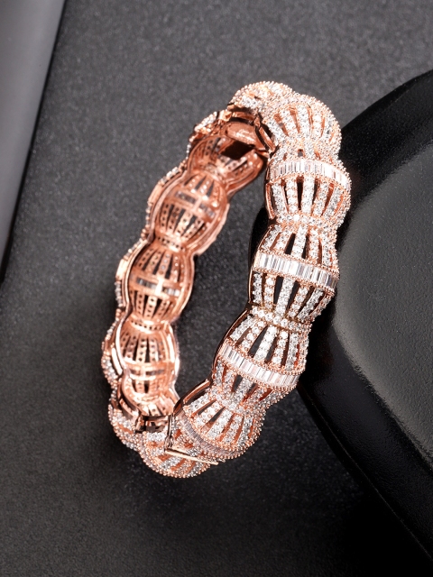 

Priyaasi Rose Gold-Plated American Diamond-Studded Handcrafted Bangle-Style Bracelet