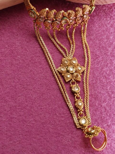 

Priyaasi Gold-Plated Kundan-Studded Handcrafted Ring Bracelet