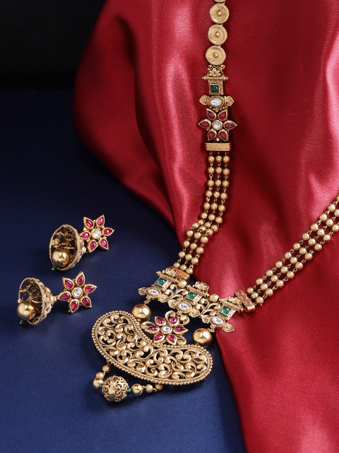

Priyaasi Antique Gold-Plated Handcrafted Kundan-Studded Jewellery Set