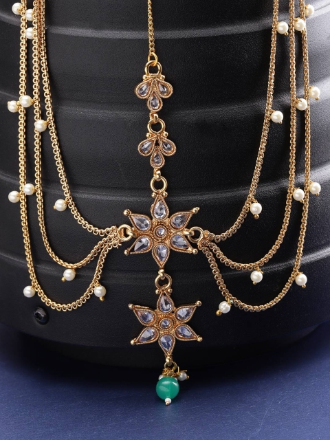 

Priyaasi Gold-Plated Handcrafted Stone-Studded Multistranded Matha Patti