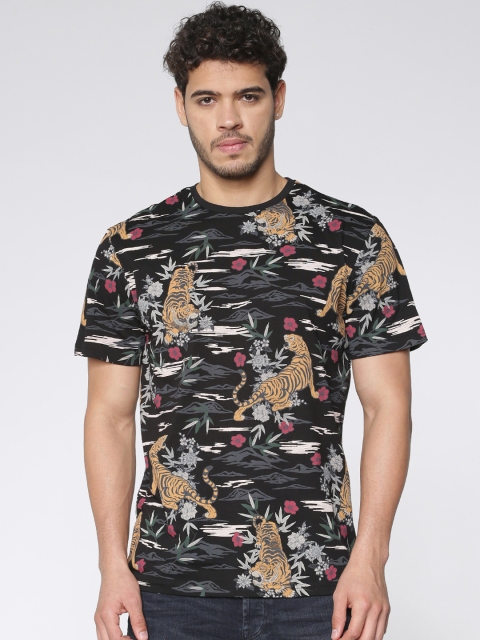 

ONLY & SONS Men Black Printed Round Neck T-shirt