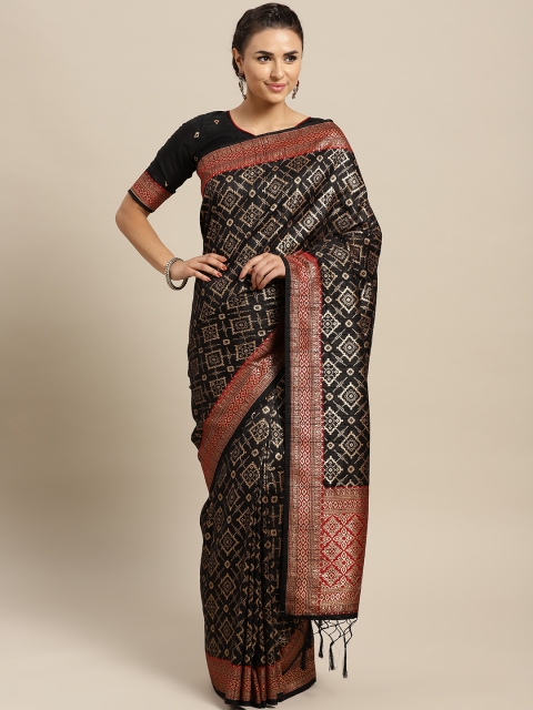 

Stylee LIFESTYLE Black & Red Woven Design Banarasi Saree