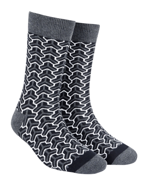 

Dynamocks Unisex Patterned Calf-Length Socks, Black