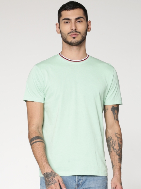 

ONLY & SONS Men Sea Green Solid Round Neck T-shirt