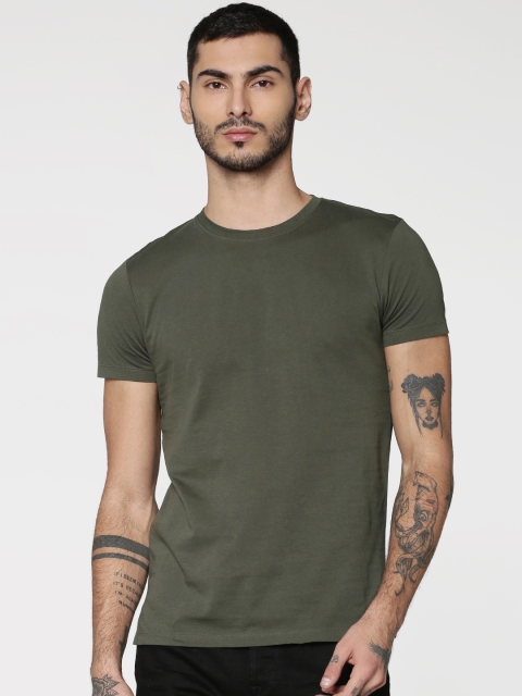 

ONLY & SONS Men Gold-Toned Solid Round Neck T-shirt