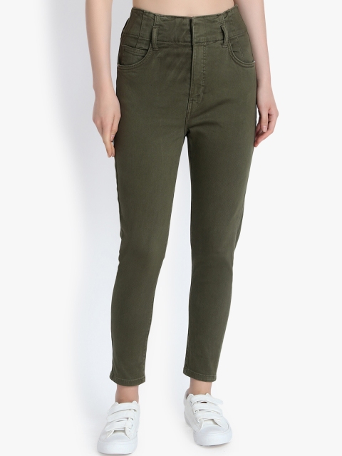 

Kotty Women Olive Green Skinny Fit High-Rise Clean Look Jeans