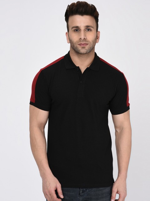 

WILD WEST Men Black Solid Polo Collar T-shirt