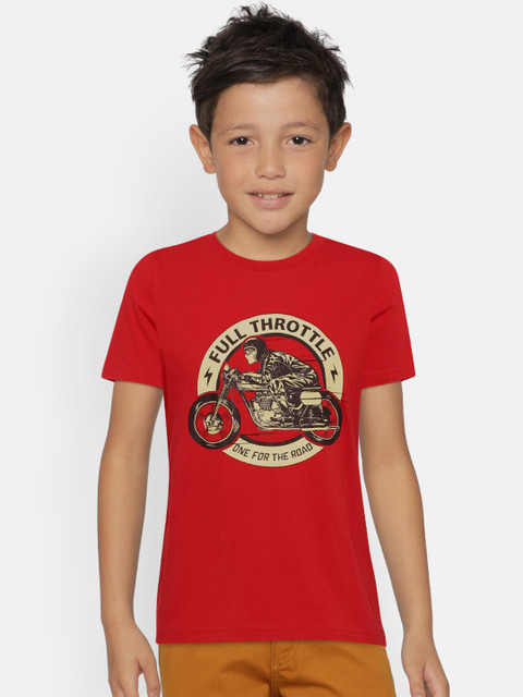 

Indian Terrain Boys Red Printed Round Neck T-shirt