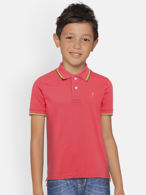 

Indian Terrain Boys Pink Solid Polo Collar T-shirt