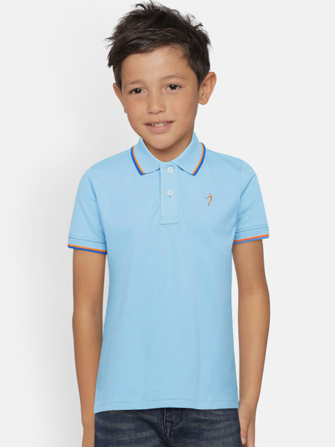 

Indian Terrain Boys Blue Solid Polo Collar T-shirt