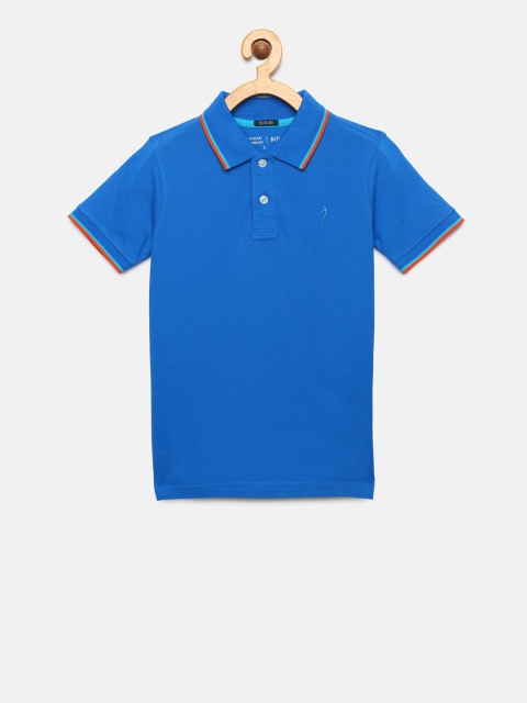 

Indian Terrain Boys Blue Solid Polo Collar T-shirt