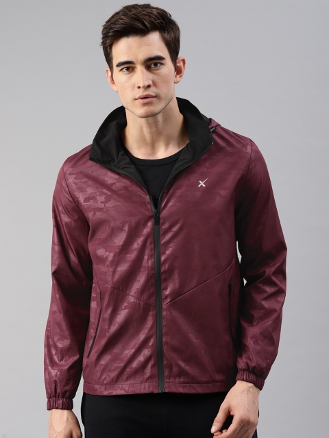 

HRX by Hrithik Roshan Men Burgundy Printed Tailored Jacket