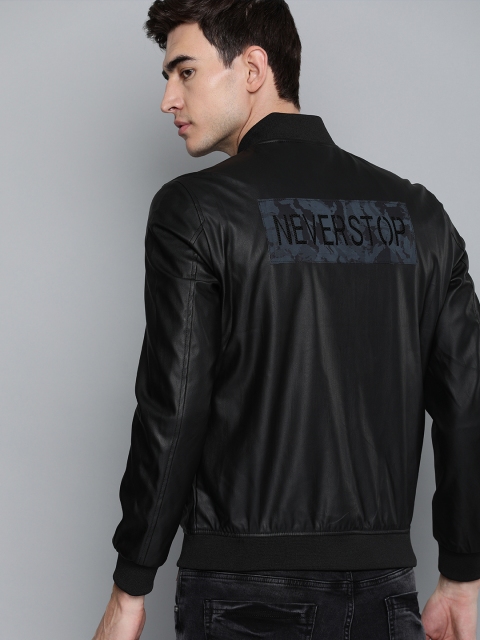 

Harvard Men Black Solid Bomber Jacket
