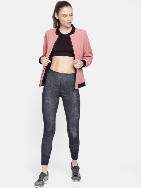 

HRX by Hrithik Roshan Women Black Solid Bomber Jacket, Pink