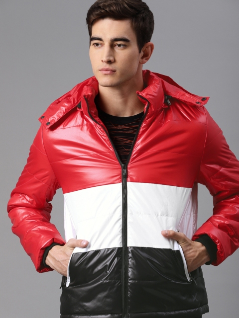 

HRX by Hrithik Roshan Men Red & White Lifestyle Colourblocked Padded Jacket