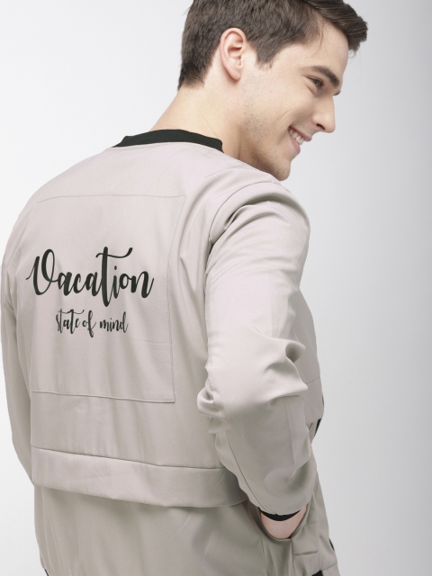 

Mast & Harbour Men Grey Solid Bomber Jacket