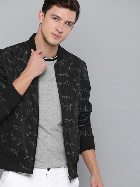 

Mast & Harbour Men Black & Grey Printed Bomber Jacket