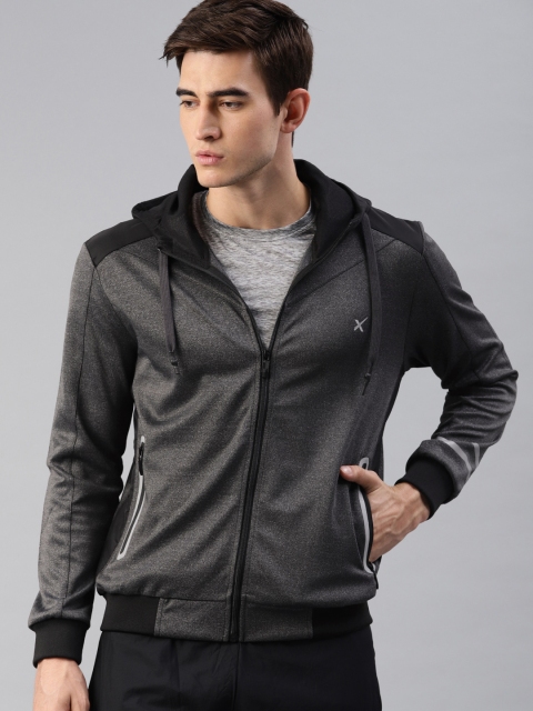 

HRX by Hrithik Roshan Men Charcoal Grey Melange Active Solid Hooded Jacket